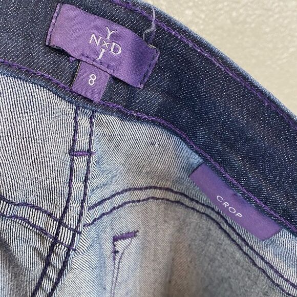 NYDJ Lyris Dark Wash High Rise Rolled Cuff Crop Jeans - Picture 4 of 8